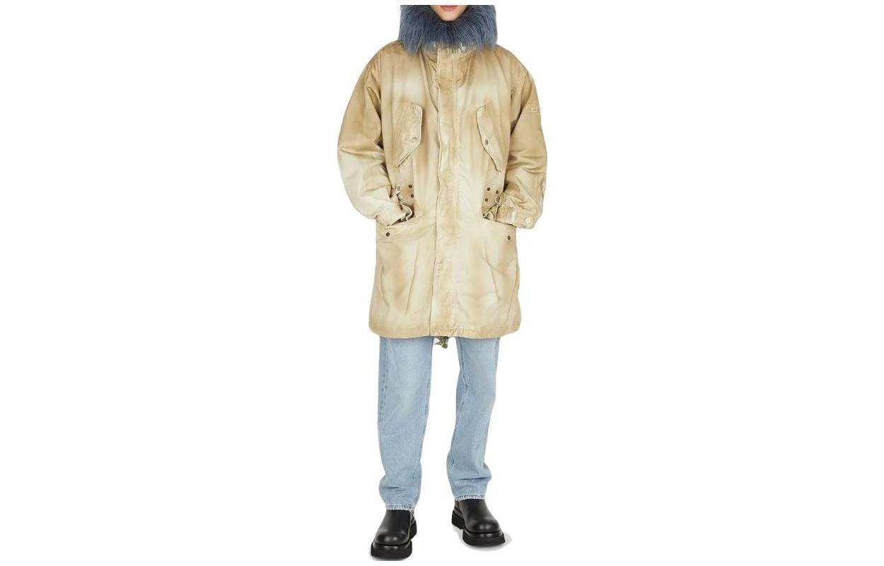 Diesel FW22 Mid-Length Hooded Jacket Yellow Brown A062820JKKM173