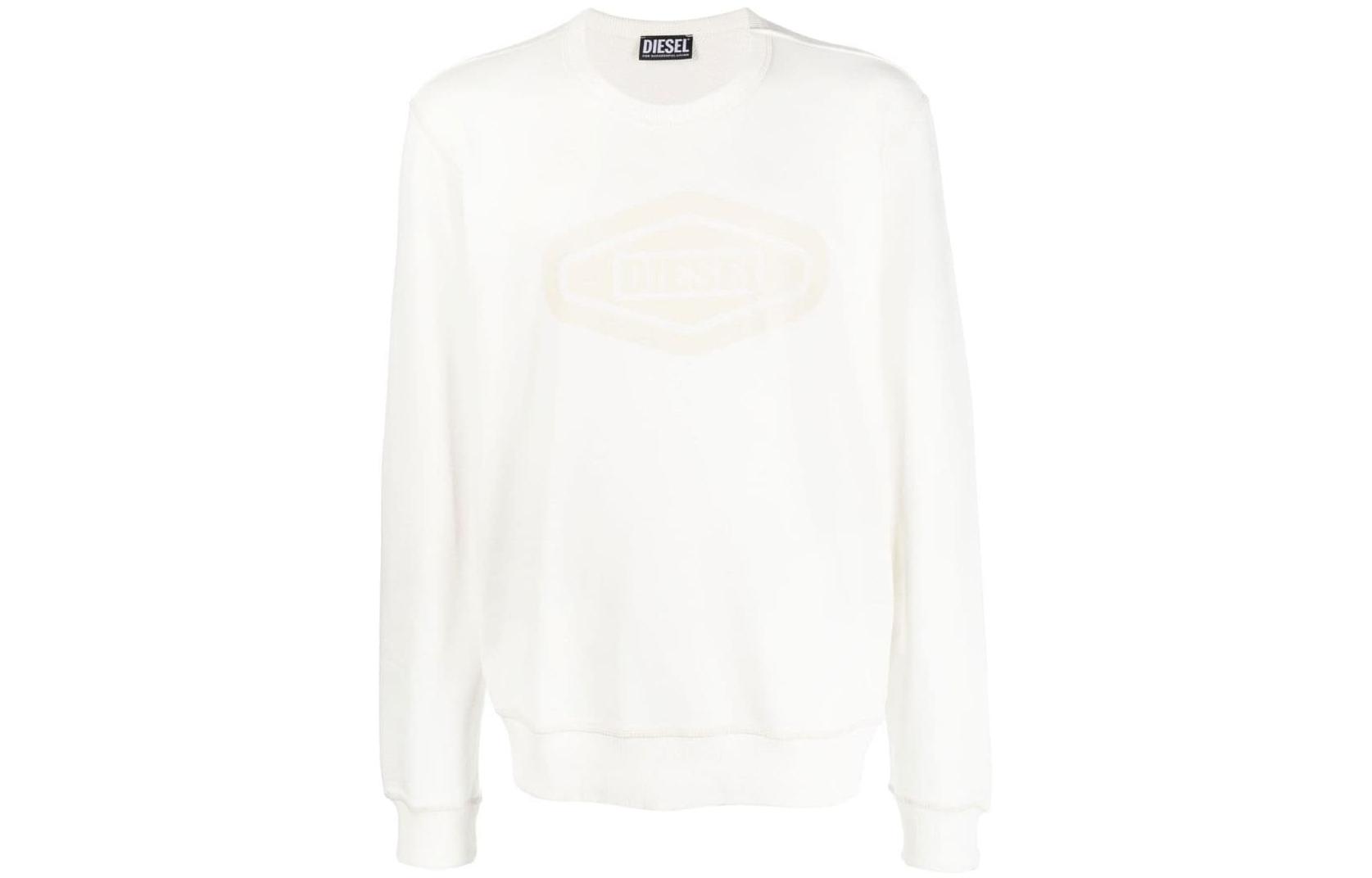 Diesel FW22 Monochrome Logo Print Sweatshirt White A060470AJIH141