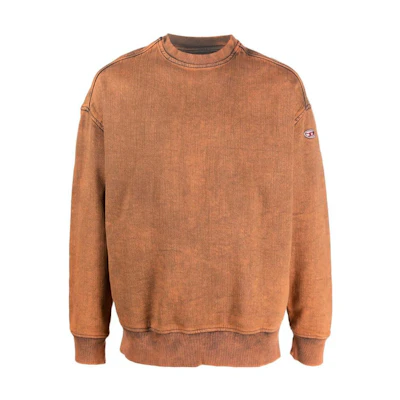 Diesel FW22 Orange Crewneck Logo Patch Pullover Sweatshirt Long Sleeve A0394309E323AG