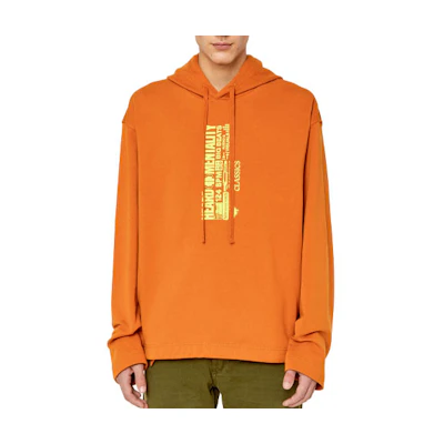 Diesel FW22 Orange Pullover Hoodie with Letter Print A090340EJAB7DJ
