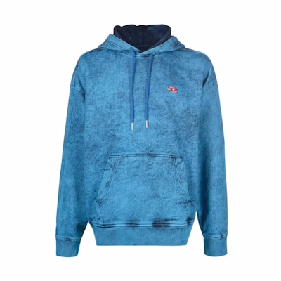 Diesel FW22 Oval-D Acid-Wash Logo Hoodie Jacket Men’s Blue A0597809D168IT