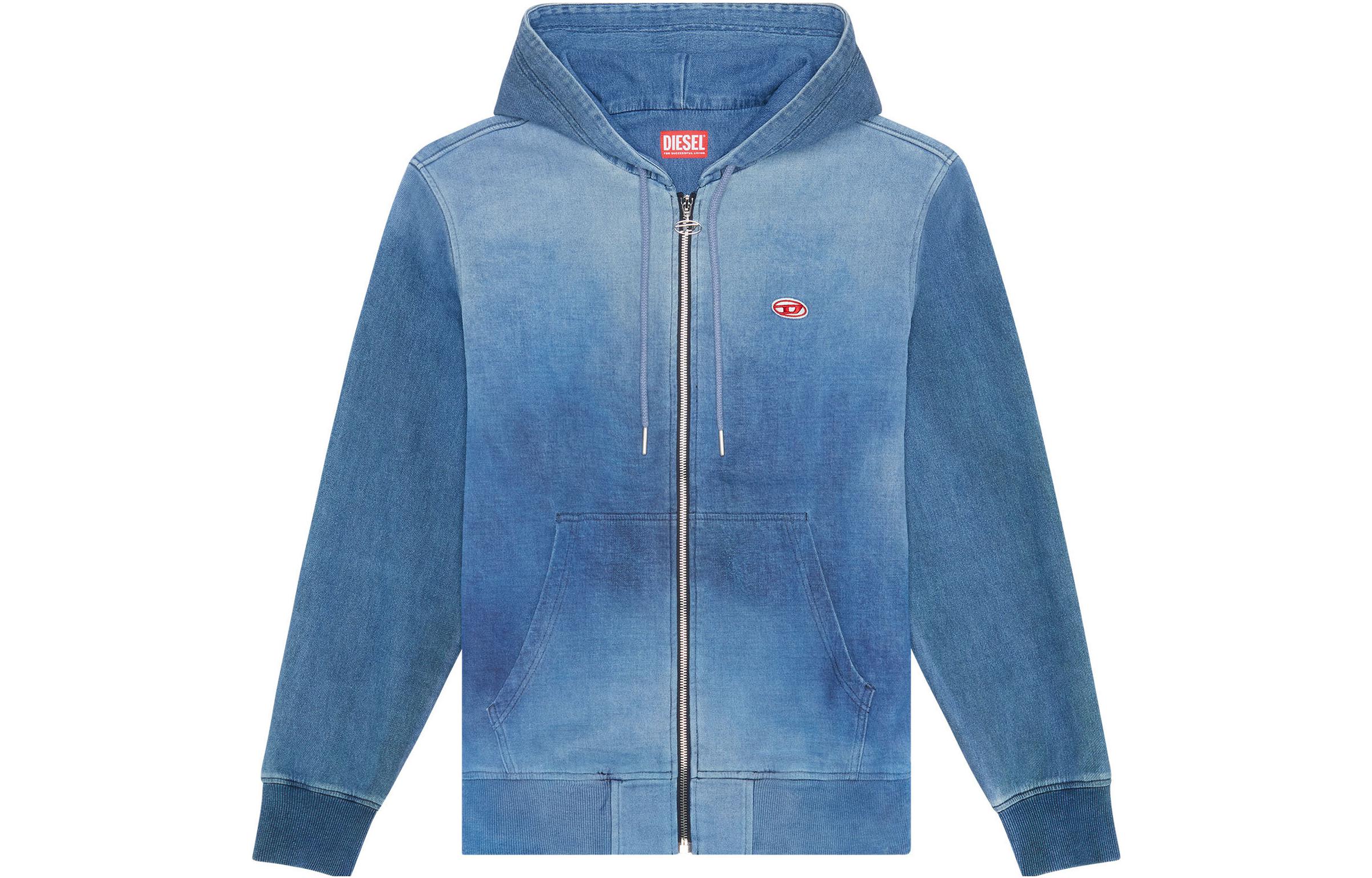 Diesel FW22 OVAL-D Gradient Logo Zip-Up Hoodie Jacket Men’s Blue A03938068AY01