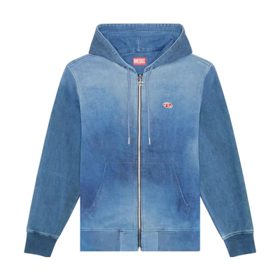 Diesel FW22 OVAL-D Gradient Logo Zip-Up Hoodie Jacket Men’s Blue A03938068AY01