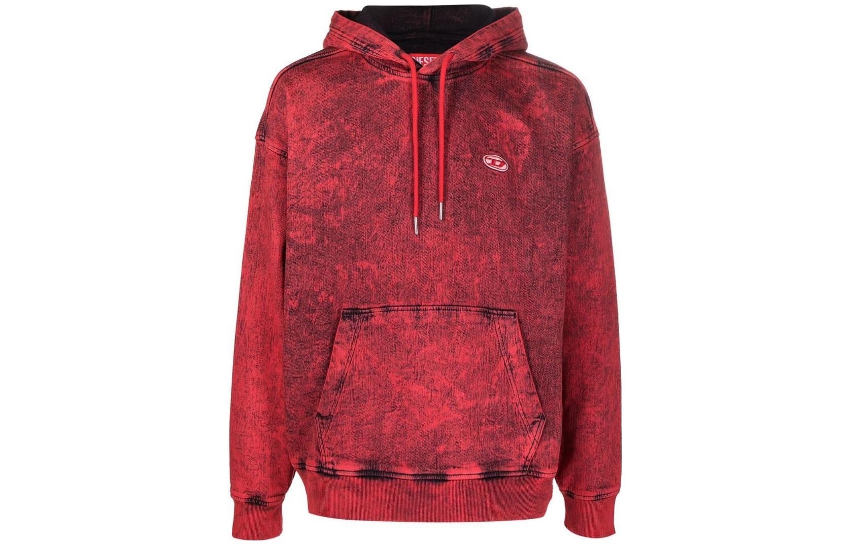Diesel FW22 Oval-D Logo Ribbed Trim Hoodie Red - Edition A0597809D1642G
