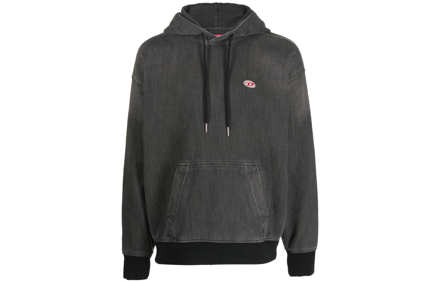 DIESEL FW22 OVAL-D Small Logo Drawstring Hoodie Men’s - Dark Gray A0393909E3002