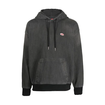 DIESEL FW22 OVAL-D Small Logo Drawstring Hoodie Men’s - Dark Gray A0393909E3002
