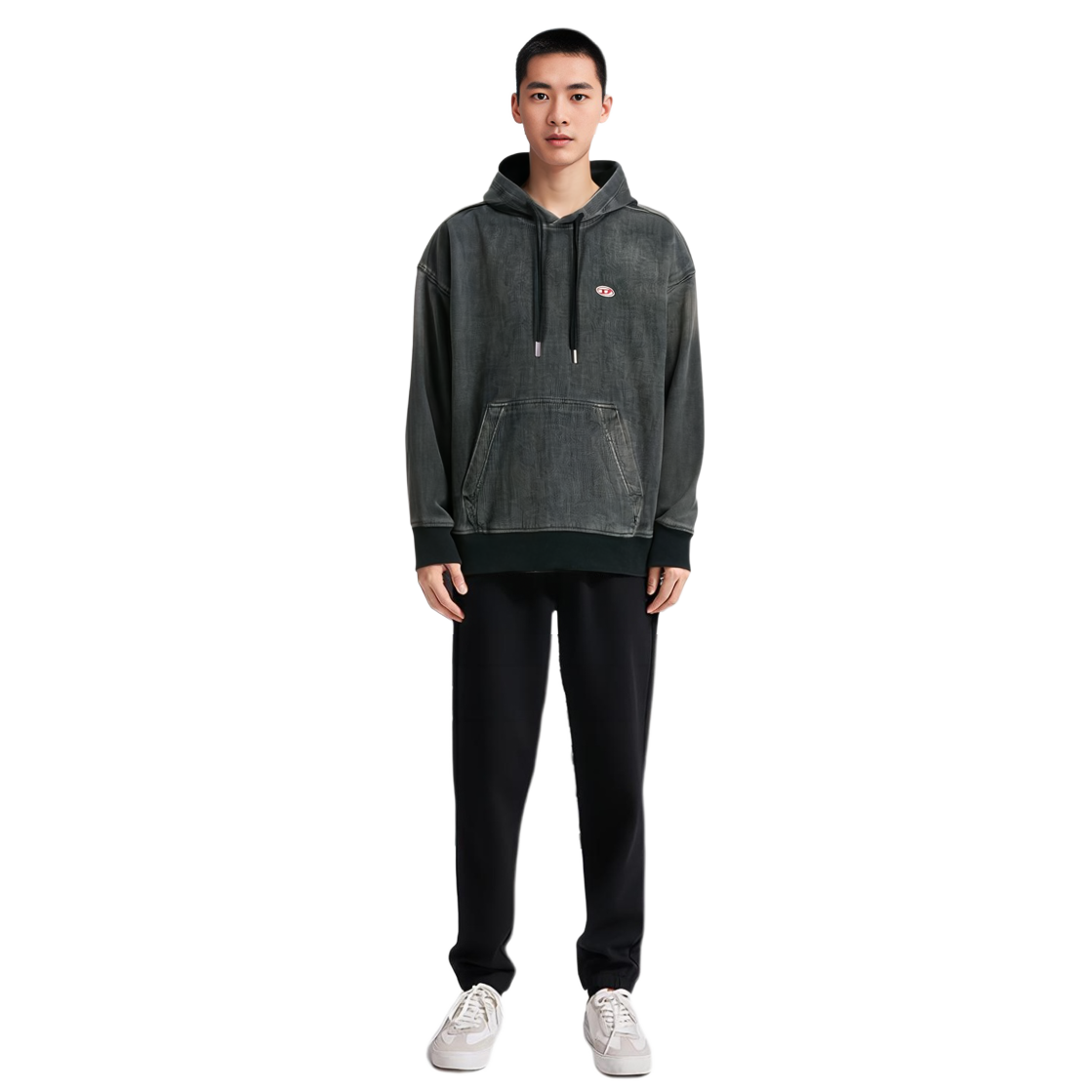 Sizing DIESEL FW22 OVAL-D Small Logo Drawstring Hoodie Men’s - Dark Gray A0393909E3002