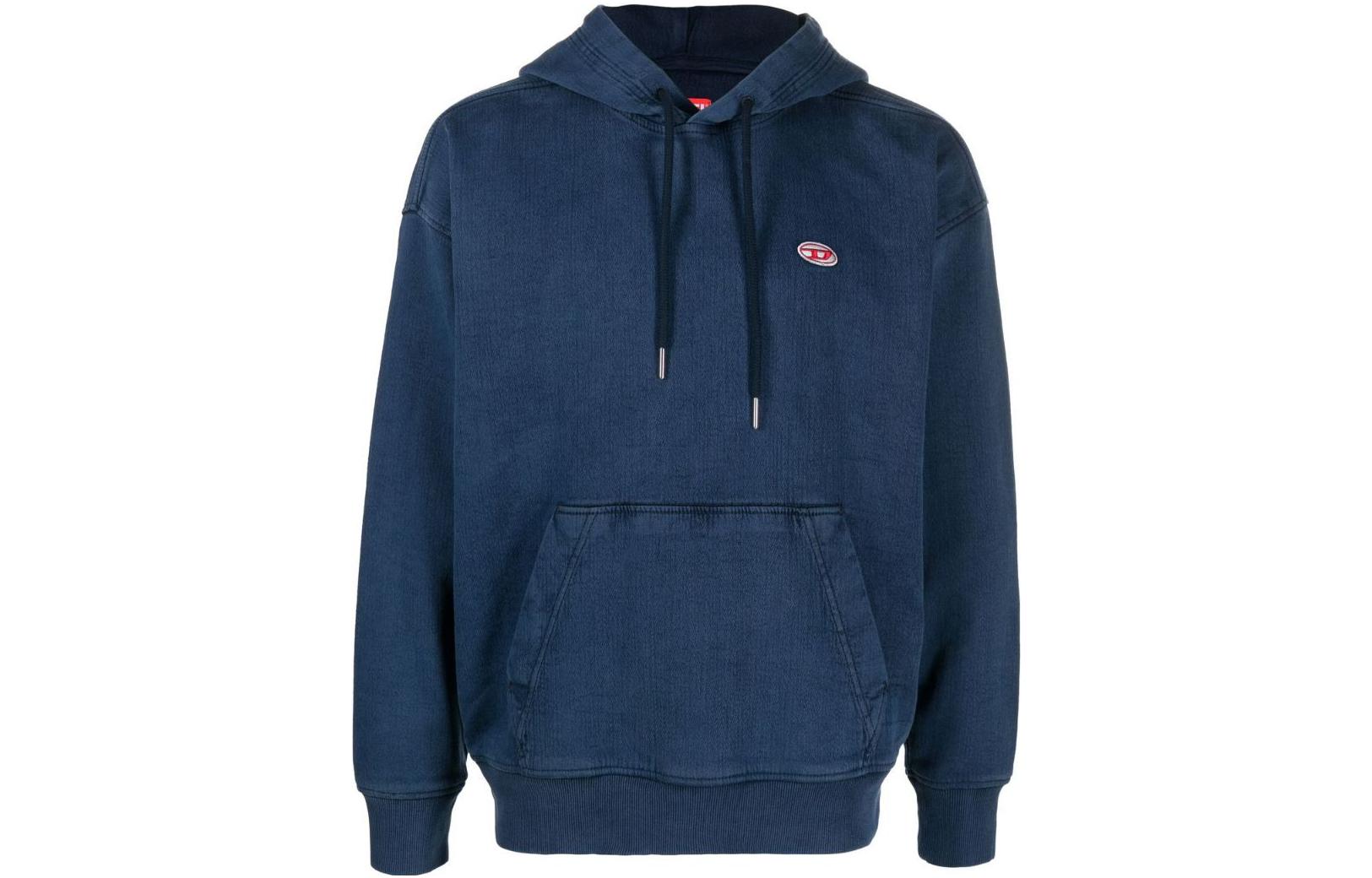Diesel FW22 Oval-D Small Logo Print Blue Hoodie for Men A0393909E328AT