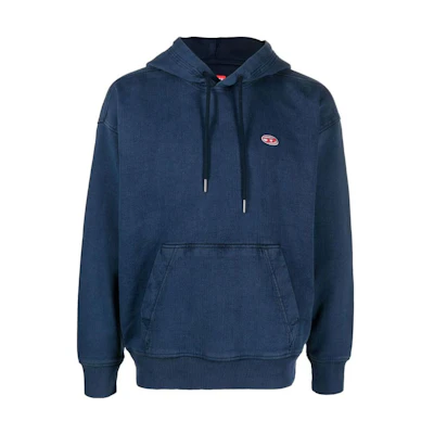 Diesel FW22 Oval-D Small Logo Print Blue Hoodie for Men A0393909E328AT