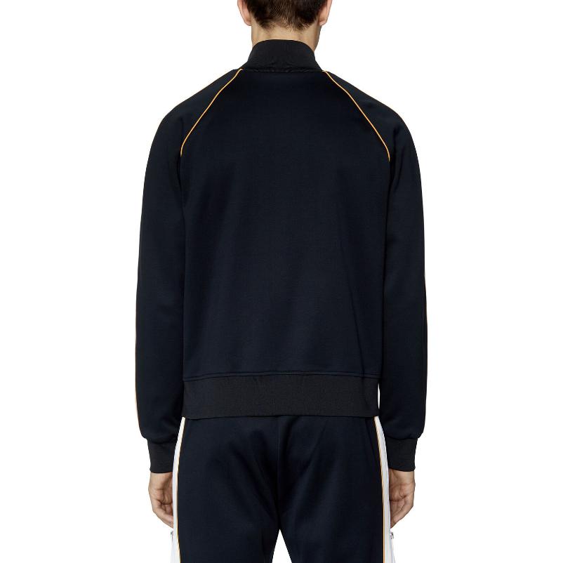 Shop DIESEL FW22 男士小标条纹拉链夹克 深黑色. A054600AGAA-9XXA