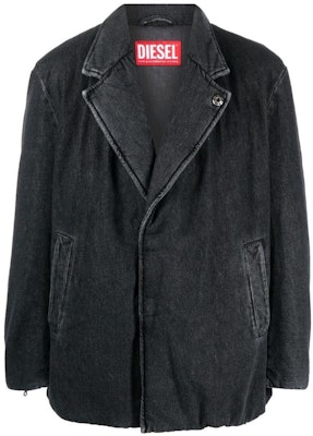 DIESEL FW22 Oversized Black Denim Jacket Winter Cotton Coat A066730EIAY02 Order DIESEL FW22 Oversized Black Denim Jacket Winter Cotton Coat A066730EIAY02