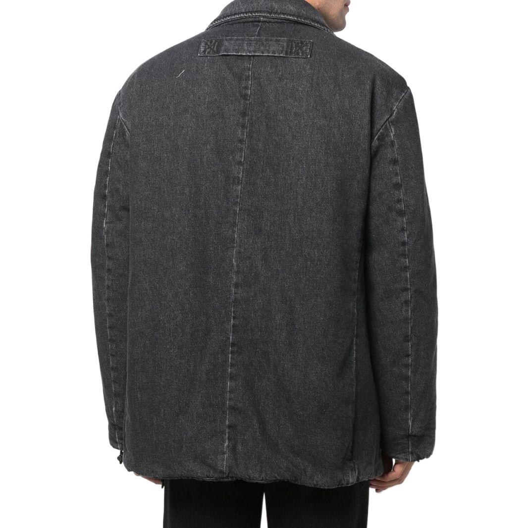 Shop DIESEL FW22 Oversized Black Denim Jacket  Winter Cotton Coat A066730EIAY02