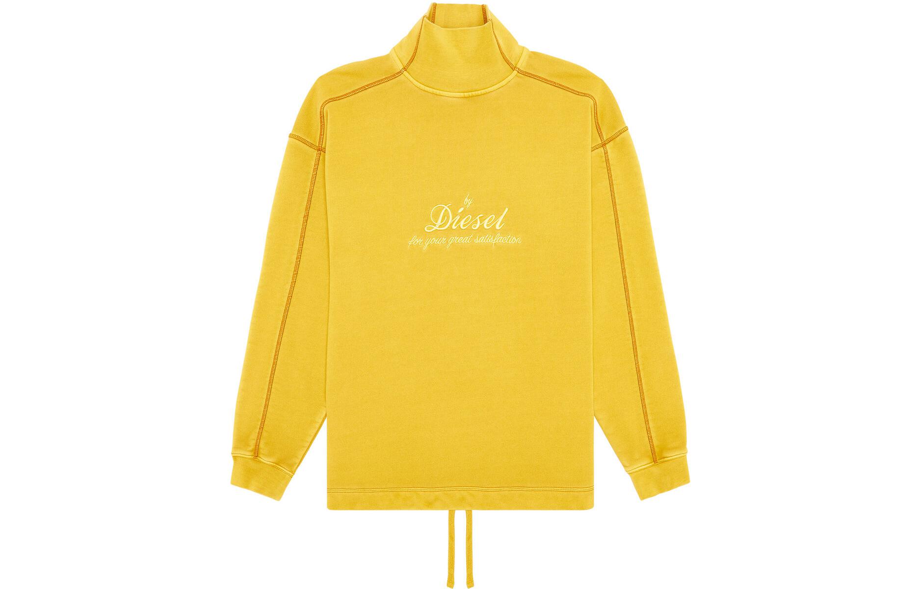 Diesel FW22 Oversized Yellow High-Neck Sweatshirt with Logo Embroidery Mens A061260TEAN-22F