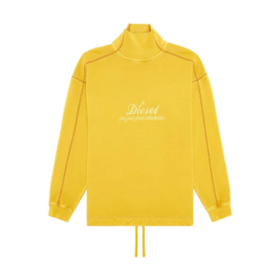 Diesel FW22 Oversized Yellow High-Neck Sweatshirt with Logo Embroidery Mens A061260TEAN-22F