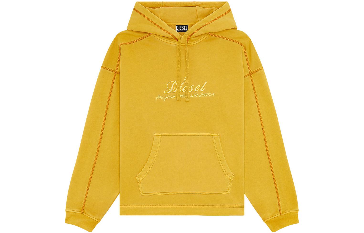 Diesel FW22 Oversized Yellow Hoodie with Embroidered Logo for Men A061570TEAN-22F