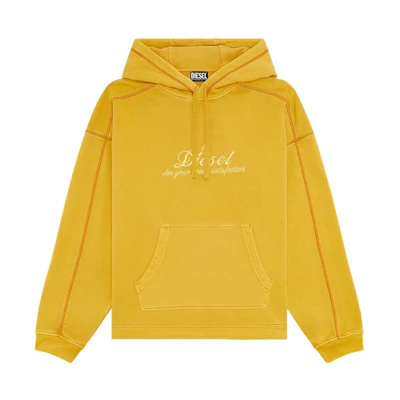Diesel FW22 Oversized Yellow Hoodie with Embroidered Logo for Men A061570TEAN-22F