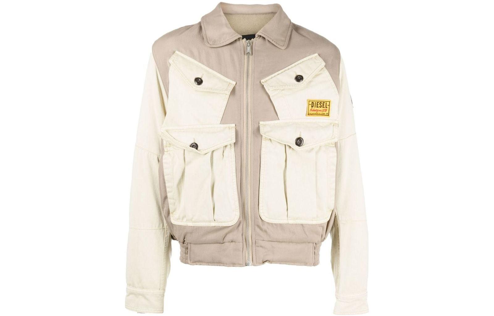 Diesel FW22 Patchwork Colorblock Pilot Jacket Khaki Men A061190DGAK79E