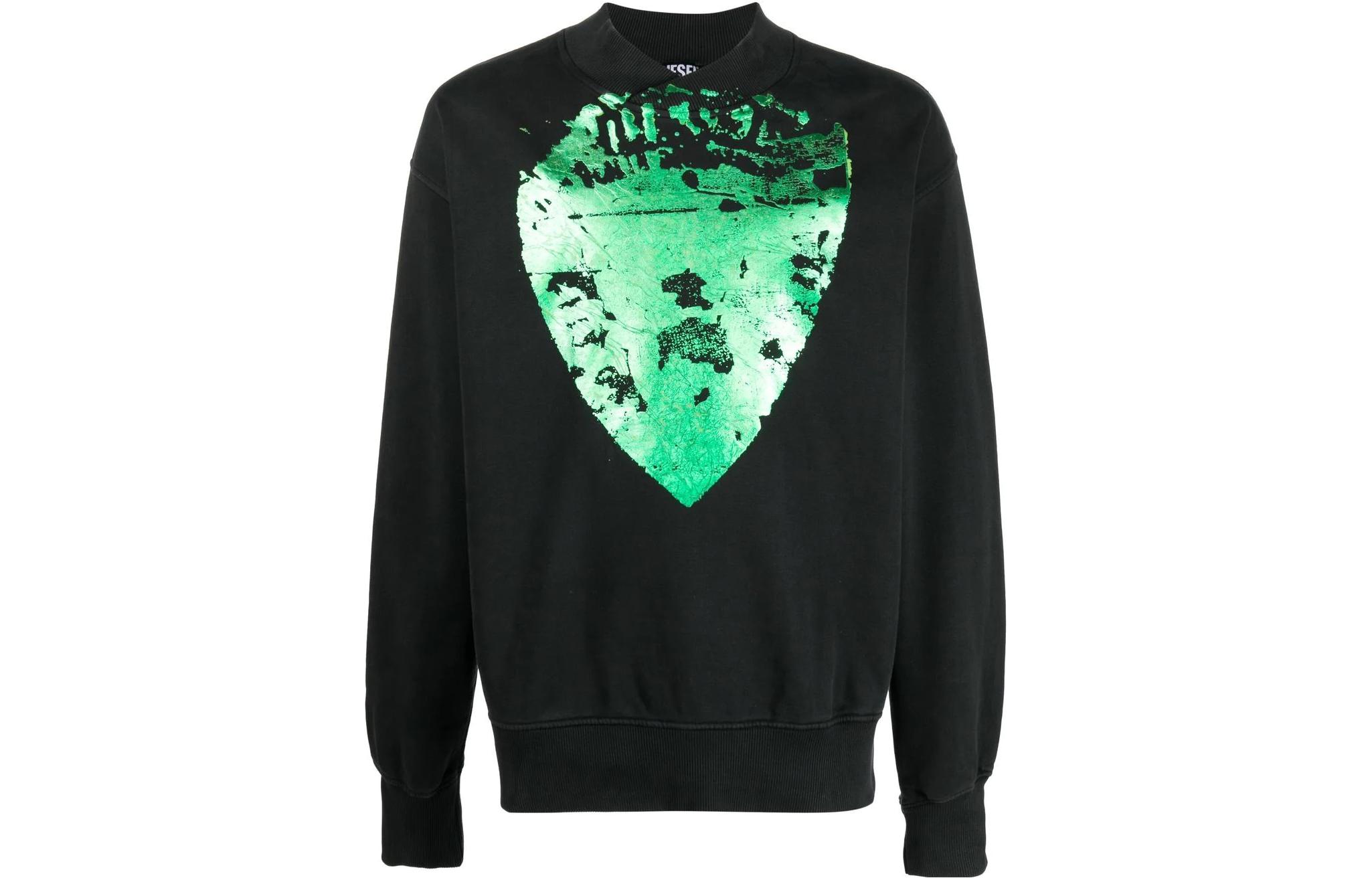 Diesel FW22 Pattern Logo Crewneck Pullover Sweatshirt Black A090160AJIH900