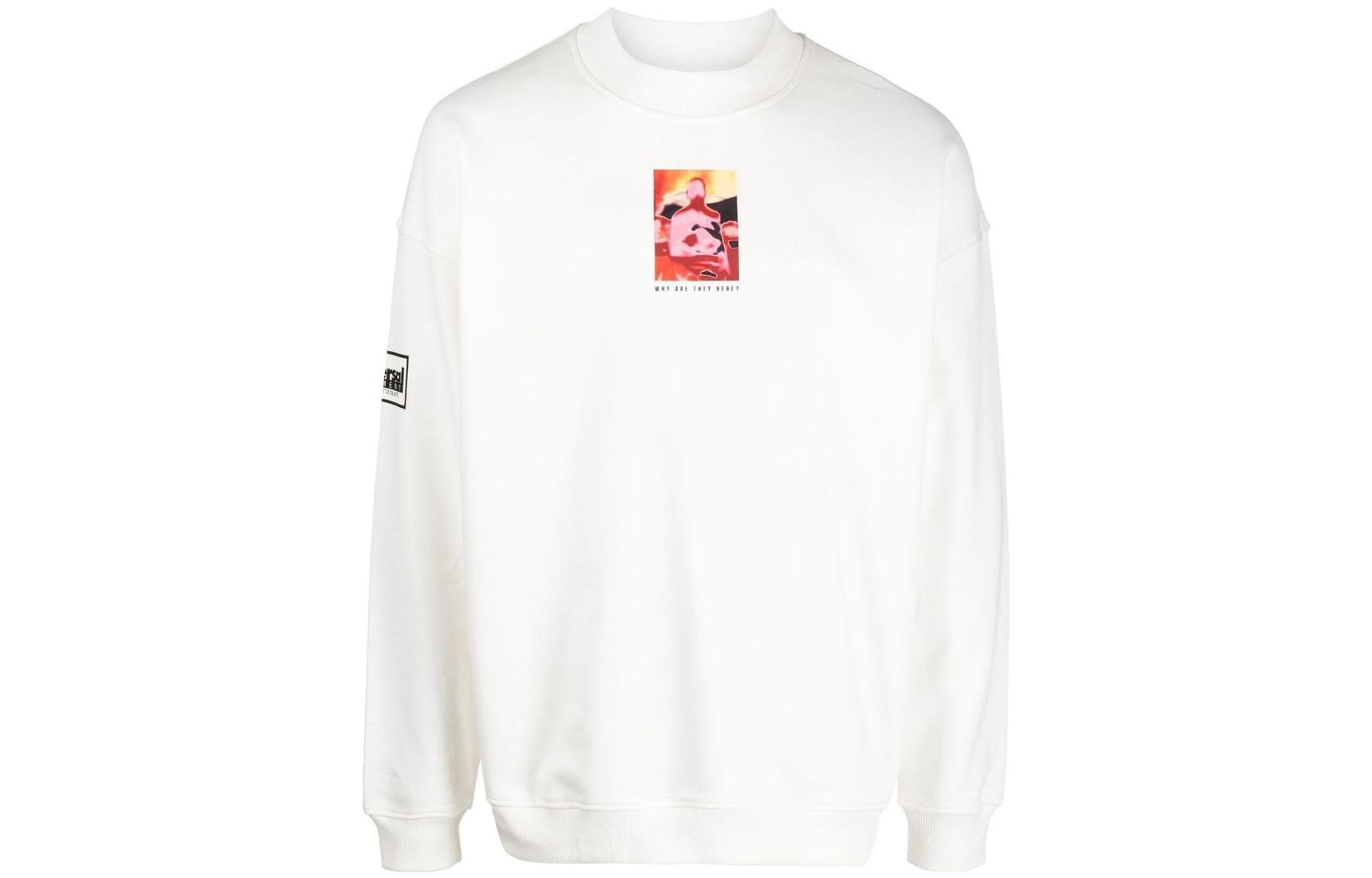 Diesel FW22 Pattern Print White Long-Sleeve Sweatshirt Men A066750IEAX141