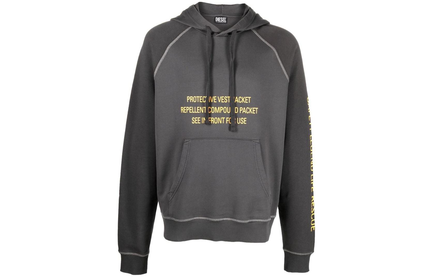 Diesel FW22 Patterned Cotton Hoodie Gray A064020IFAQ93R