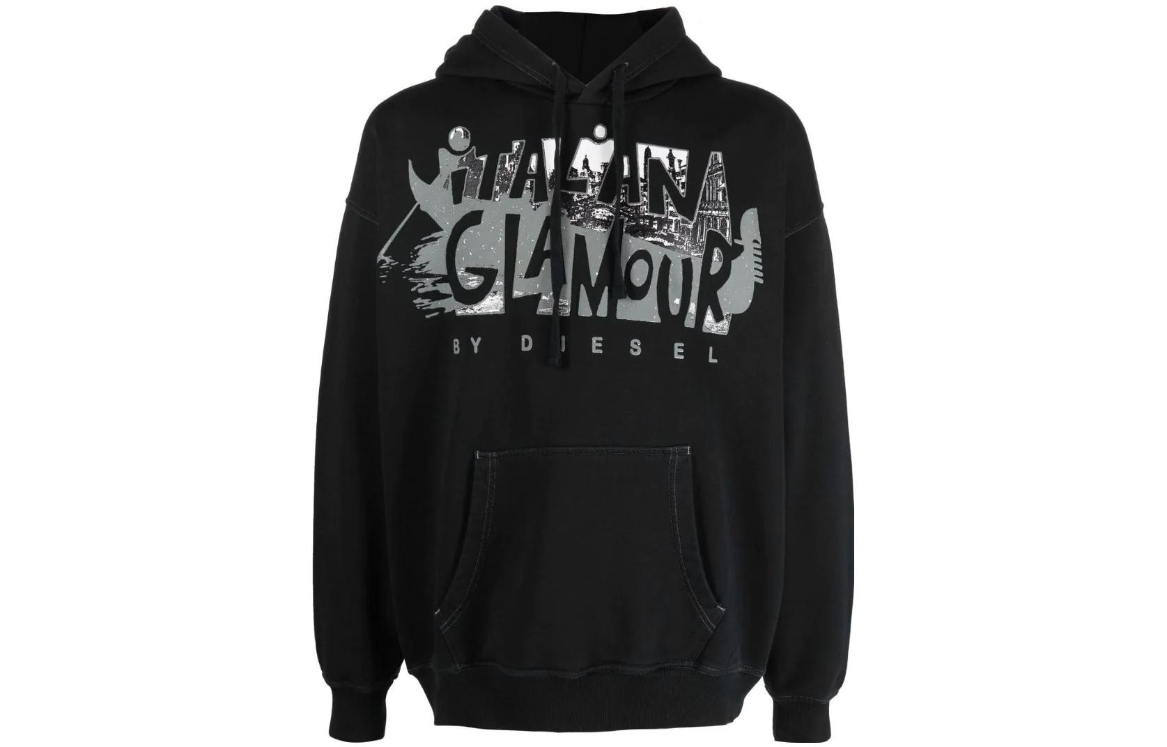 Diesel FW22 Patterned Print Hoodie Black - A058170AJIH900