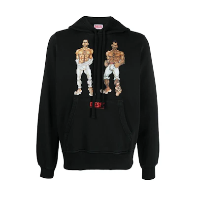Diesel FW22 Patterned Print Hoodie Unisex Black A077790AJIH900