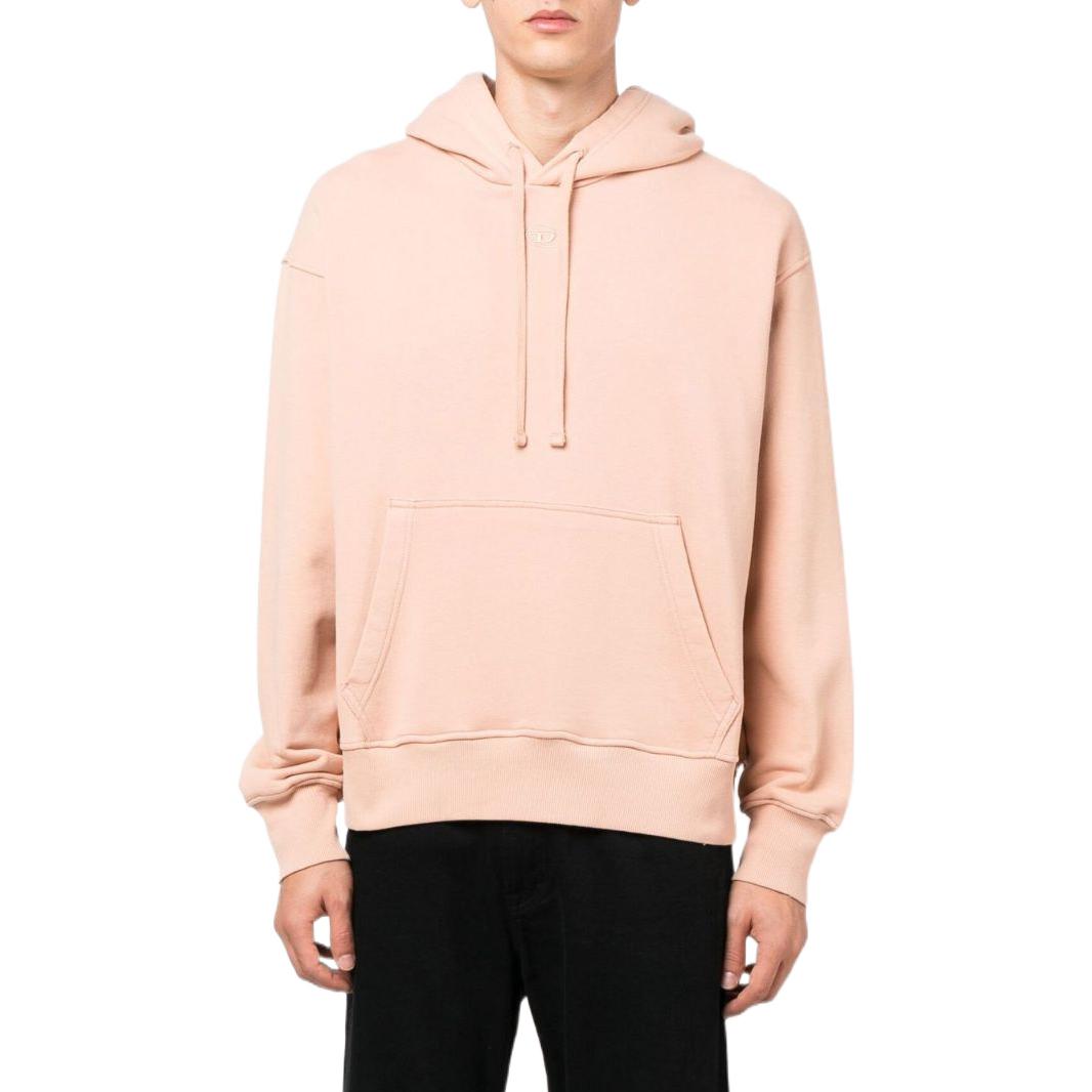 Shop Diesel FW22 Pink Hoodie with Logo Embroidery Long Sleeve Sweatshirt A079940BVFI3CG