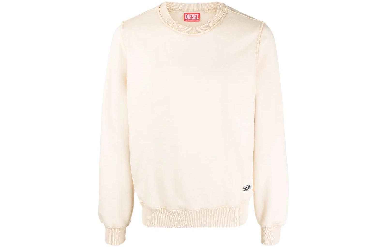 Diesel FW22 Plain Casual Crewneck Pullover Sweatshirt Off-White A037750WBBG7DV