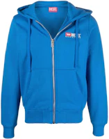Diesel FW22 Printed Blue Zip-Up Hoodie Long Sleeve A037690BAWT8ED Diesel FW22 Printed Blue Zip-Up Hoodie Long Sleeve A037690BAWT8ED