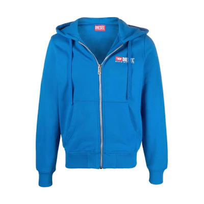 Diesel FW22 Printed Blue Zip-Up Hoodie Long Sleeve A037690BAWT8ED