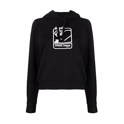 Diesel FW22 Printed Pullover Hoodie Unisex Black A065700NAZQ9XX