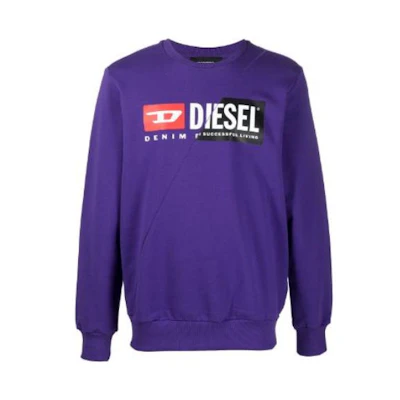 Diesel FW22 Purple Crewneck Sweatshirt with Solid Letter Print for Men A003490IAJH652
