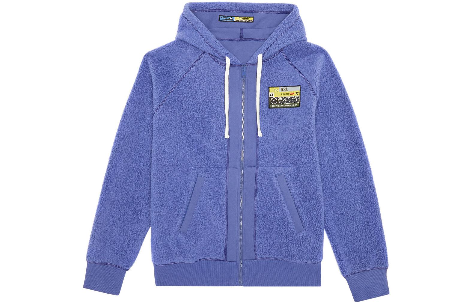 Diesel FW22 Purple Logo Patch Zip-Up Hooded Sweatshirt A066980GCAB62A