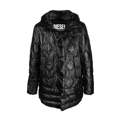 Diesel FW22 Quilted Puffer Hooded Jacket Black A019650ICAL9XX