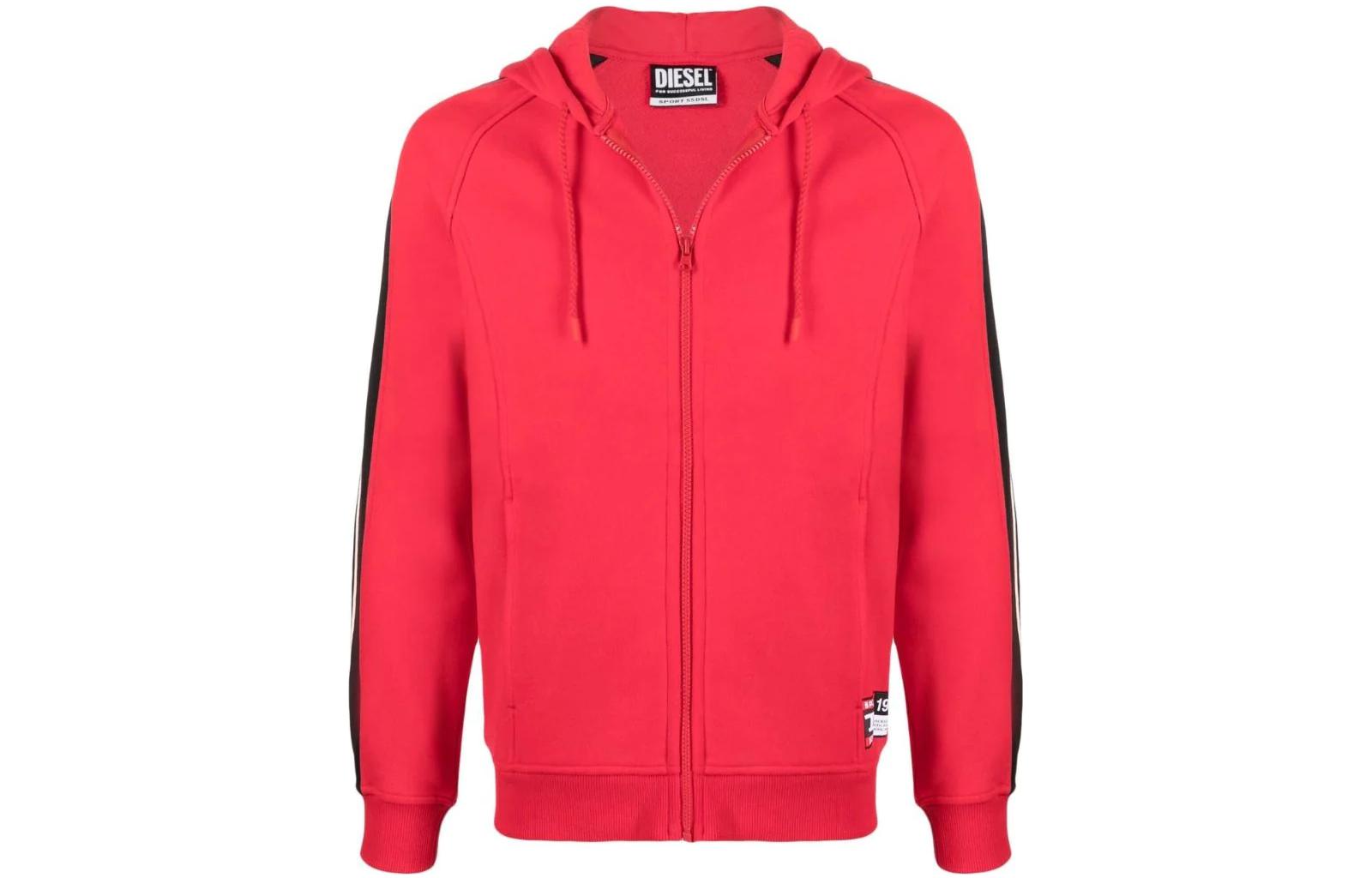 Diesel FW22 Red Hoodie with Side Logo Graphic Details A066100NEAH44W