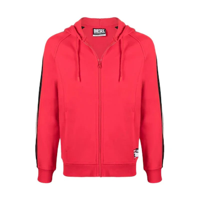 Diesel FW22 Red Hoodie with Side Logo Graphic Details A066100NEAH44W