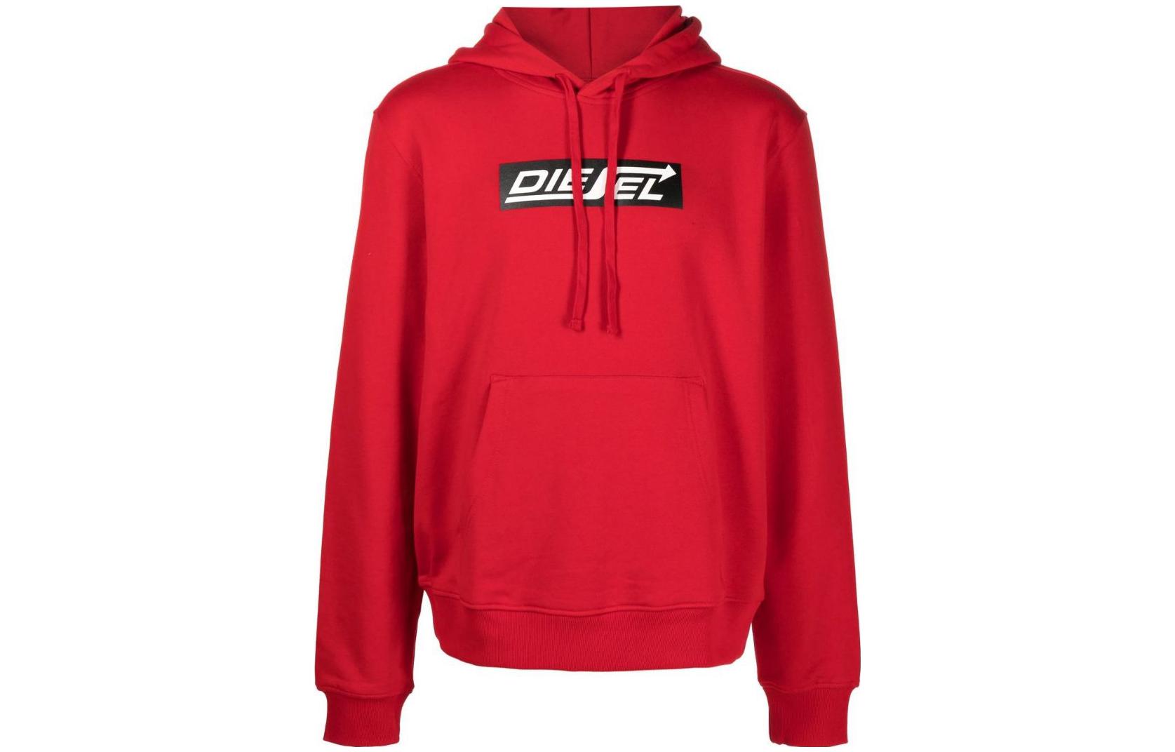 Diesel FW22 Red Logo Print Hooded Long Sleeve Sweatshirt A068560JFAV42A