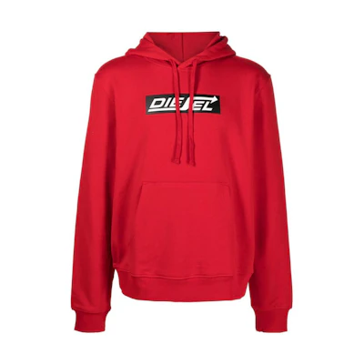 Diesel FW22 Red Logo Print Hooded Long Sleeve Sweatshirt A068560JFAV42A