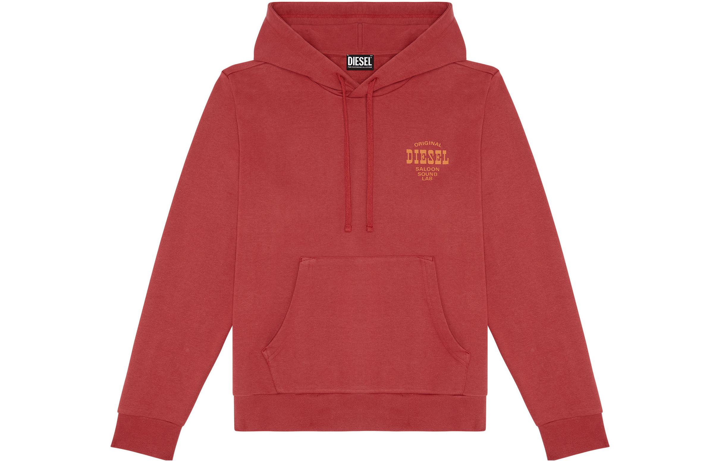 Diesel FW22 Red Loose-Fit Hoodie with Letter Logo Print A078100HAYT44T