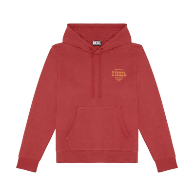 Diesel FW22 Red Loose-Fit Hoodie with Letter Logo Print A078100HAYT44T