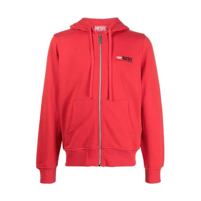 Diesel FW22 Red Printed Zip-Up Hoodie Long Sleeve for Men A037690BAWT44Q
