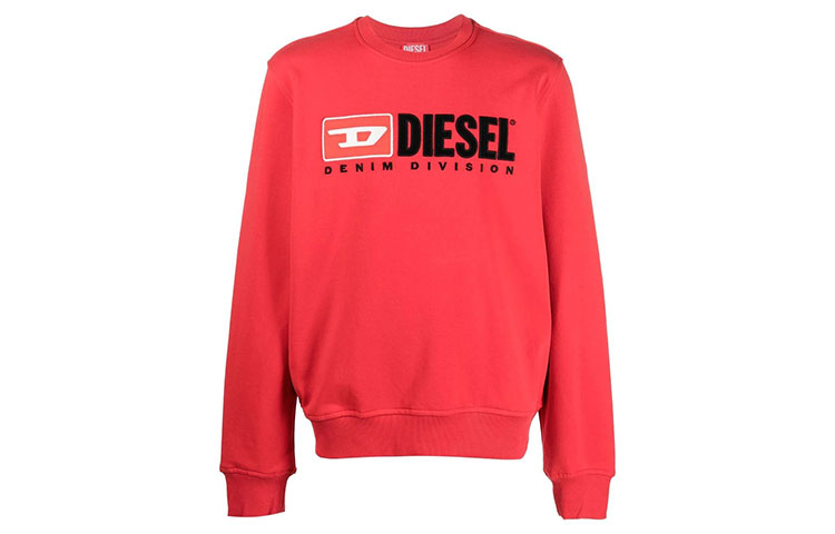 Diesel FW22 Red Pullover Sweatshirt with Logo Print A037580BAWT44Q