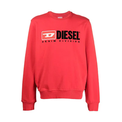 Diesel FW22 Red Pullover Sweatshirt with Logo Print A037580BAWT44Q