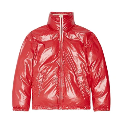 Diesel FW22 Red Super Logo Print Stand Collar Windproof Jacket for Men A068130JKKL44Q