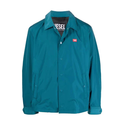 Diesel FW22 Solid Blue Long-Sleeve Jacket with Collar A036790EFAK8IU