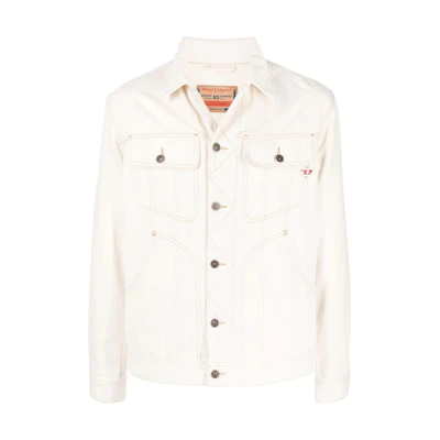 Diesel FW22 Solid Color Collared Button-Up Long Sleeve Jacket Unisex White A0522309B95100