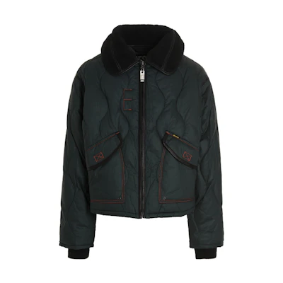 Diesel FW22 Solid Color Zipper Jacket in Dark Green A061410JKKE58Z