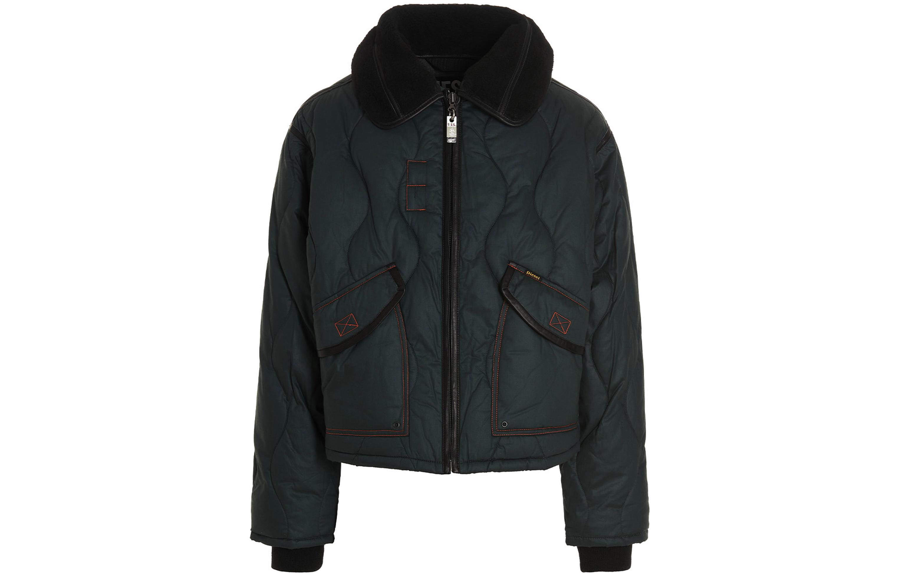 Order Diesel FW22 Solid Color Zipper Jacket in Dark Green A061410JKKE58Z