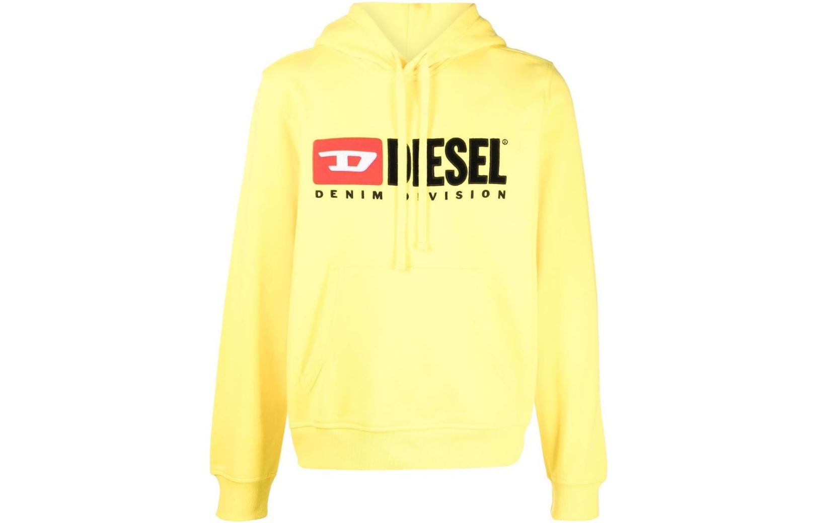 Diesel FW22 Solid Logo Print Hoodie Yellow A037570BAWT21I