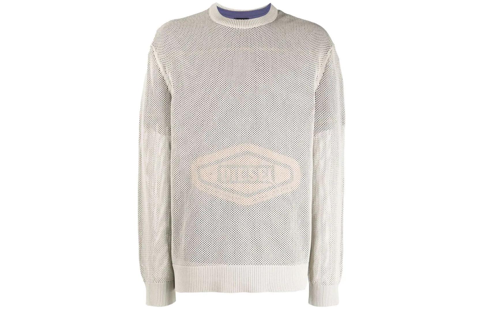 Diesel FW22 Solid Mesh Crewneck Long Sleeve Sweatshirt Beige A057990WCAN9CN